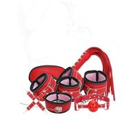 TRQOYTU Temptation Bondage Set Extreme Sex BDSM Collar Handcuffs Blindfold Whip Gag 8 Pieces Erotic Orgasm Extreme Erotic SM Couple Toys
