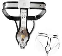 TRQOYTU Women's Y-Shaped Stainless Steel Chastity Device with Silicone Sleeve; Lockable Design Requires A Key to Open; Women's Chastity Pants; BDSM; Female Sex Toys