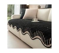 TRQQWEQQ Thick Shaggy Fuzzy Sectional Couch Cover Non-Slip Couch Guard Washable Sofa Shield For Most Cats Dogs Pets(Black,90 * 70cm)