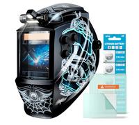 TRQWH Large Viewing Welding Helmet Auto Darkening True Color Solar Powered Welding Hood with 4 Arc Sensor Adjustable Wide Shade Range 4~5-8/9-13 Welder Mask for TIG MIG ARC Weld (TRQWH-LD14)