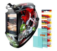 TRQWH Large Viewing Welding Helmet Auto Darkening True Color Solar Powered Welding Hood with 4 Arc Sensor Adjustable Wide Shade Range 4~5-8/9-13 Welder Mask for TIG MIG ARC Weld (TRQWH-LE01)