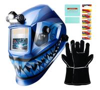 TRQWH Solar Powered Auto Darkening Welding Helmet with Light Welding Hood Large Viewing True Color 1/1/1/2 Top Optical Clarity Professional Welding Mask with Grinding Cut for MIG TIG ARC