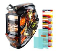 TRQWH Welding Helmet Auto Darkening Large Viewing True Color Solar Powered Welding Hood with 4 Arc Sensor Adjustable Wide Shade Range 4~5-8/9-13 Welder Mask for TIG MIG ARC Weld Plasma Cut Grinding