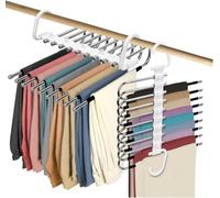 Trrcylp 2pack 9 Layer Collapsible Pants Hangers Space Saving Pants Hangers Multifunctional Pants Rack Hanger for Wardrobe Trousers Scarf Jeans Black