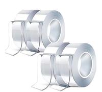 trrcylp 4Pack Double Sided Adhesive Tape, Clear Two Sided Wall Tape Strips, Length 40Feet Width 1inch&1.2inch Removable Tape for Office, Outdoor (T=1mm)