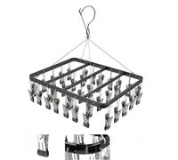 trrcylp Metal Clothes Drying Rack with 36 Clips, Windproof Hook, Foldable Laundry Clip for Socks Bras Underwear Hangers (Black)