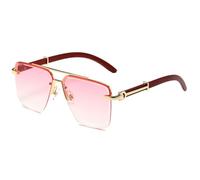 TRRDB 2024 Fashion Half Frame Double Beam Sunglasses for Women Men Sun Protection Travel Glasses, Gold Gradual Pink, 147*145*50mm