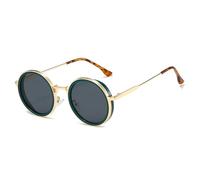 TRRDB 2025 Retro round frame sunglasses for men and women sun protection plain and slim sunshade sunglasses, C2, 144*145*46mm