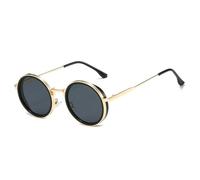 TRRDB 2025 Retro round frame sunglasses for men and women sun protection plain and slim sunshade sunglasses, C1, 144*145*46mm