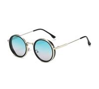 TRRDB 2025 Retro round frame sunglasses for men and women sun protection plain and slim sunshade sunglasses, C7, 144*145*46mm