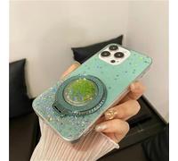 TRRDB Drip Glue Quicksand Magnetic Suction Bracket Phone Case for iPhone 16 15 14 13 12 11 Pro Max 14 15 16 Plus All Inclusive TPU Cover Case,Green,for iphone14Plus