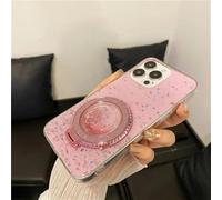 TRRDB Drip Glue Quicksand Magnetic Suction Bracket Phone Case for iPhone 16 15 14 13 12 11 Pro Max 14 15 16 Plus All Inclusive TPU Cover Case,Pink,for iPhone14