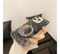 TRRDB Drip Glue Quicksand Magnetic Suction Bracket Phone Case for iPhone 16 15 14 13 12 11 Pro Max 14 15 16 Plus All Inclusive TPU Cover Case,Black,for iPhone12