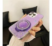 TRRDB Drip Glue Quicksand Magnetic Suction Bracket Phone Case for iPhone 16 15 14 13 12 11 Pro Max 14 15 16 Plus All Inclusive TPU Cover Case,Purple,for iPhone15