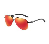 TRRDB Polarized Men's Sunglasses Classic Driving Sunglasses Metal Frame Mirrored Lenses Black Orange Red 141*141*52mm