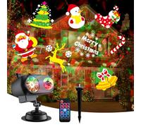 Trrisaun Christmas Projector Light 2 in 1 Moving Pattern Projector Lamp with Remote Control Timer Landscape Lights Indoor Outdoor LED Projector Lights for Christmas Halloween Birthday Party Garden