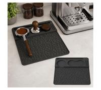 Trrisaun Coffee Tamper Mat for Smeg ECF02 2024-2026, Non-Slip Coffee Tamper Corner Mat Raised Edge Storage Slots Holder Accessory,Black