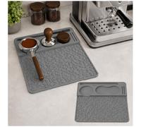 Trrisaun Coffee Tamper Mat for Smeg ECF02 2024-2026, Non-Slip Coffee Tamper Corner Mat Raised Edge Storage Slots Holder Accessory,Grey