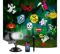 Trrisaun Halloween Projector Light 2 in 1 Moving Pattern Projector Lamp with Remote Control Timer Landscape Lights Indoor Outdoor LED Projector Lights for Christmas Halloween Birthday Party Garden