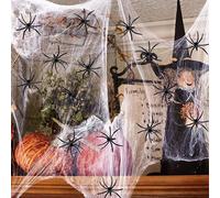 Trrrioosy 300g Cobwebs Halloween Decorations with 50 pcs Spiders Halloween Spider Web Stretchable Cobweb