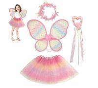 Trrymbbe 1 Set Fairy Costume Kids, Cute Butterfly Wing Princess Costumes for Girls with Wand, Garland for Cosplay and Dress-Up Play