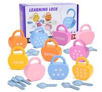 Trrymbbe 1 Set Lock and Key Toy Cause and Effect Toys Montessori Baby Keys Toy Set with 10 Apple-Shaped Locks, 10 Keys & 20 Cards for Toddlers 3+ Baby