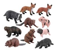 Trrymbbe 10Pcs Animal Toys, Realistic Animal Figures Includes Badger Beaver Anteater Wolverine Educational Learning Toys Birthday Gift Set Animals for Kids Boys GirlsAnimal
