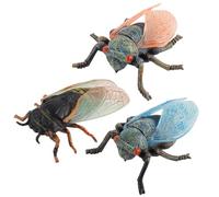 Trrymbbe 3Pcs Realistic Animal Figures Cicada Model Learning Educational Toys Science Project Cake Topper for Kids Toddlers Mini Animals Figures