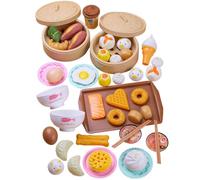 Trrymbbe 46Pcs Play Food Set, Chinese Breakfast Dim Sum Set with Steam Buns and More Food Cooking Toys Role Play Toys for Kids Ages 3+ Dim Sum