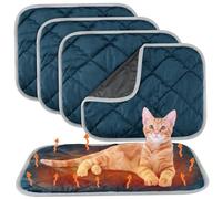 Trrymbbe 4PCS Self Heating Cat Pad 16x20 inch Soft Cozy Non Slip Self Warming Cat Mat Washable Pet Mat for Indoor Outdoor Blue