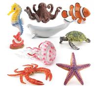 Trrymbbe 8Pcs Sea Animals, Realistic Animal Figurines Includes Beluga Whale, Seahorse, Jellyfish and More Educational Learning Toys Birthday Gift Set Animals Toys for Kids Boys GirlsAnimal Figurines