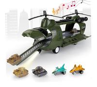 Trrymbbe Army Helicopter Toy with Light & Sound Transport Toy Helicopter Educational Playset Christmas Birthday Party Favors for Kids No Battery Toys for Kids 3-5