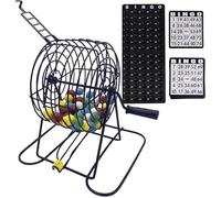 Trrymbbe Bingo Set Deluxe Fun Bingo Game Set Includes 150 Colorful Chips, 18 Cards, 75 Balls, 8" Hand-Cranked Cage & Board Sets for Adults Game