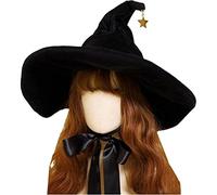 Trrymbbe Black Wizard Hat for Women Girls Lolita Halloween Witch Hat with Big Brim Cosplay Witch Party Costume Wizard Performance Props 1