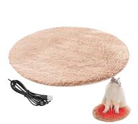 Trrymbbe Cat Heating Pad Round 15.7 Inch USB Heated Cat Bed with 82.4° F Constant Temperature Waterproof ＆ Scratch-Resistant Winter Pet Heating Pad for Small Pets Light Brown Pet