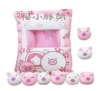 Trrymbbe Cute Pillows Soft Pudding Plush with 8PCS Pig Toys, 18.9x14.2 inch Removable Snack Pillow, Stuffed Animal Toy Plush Pillows for Teens Girls Kids