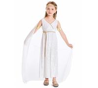 Trrymbbe Greek Goddess Costume for Kids, Polyester White Greek Goddess Dress Athena Toga Roman Dress Halloween Costumes Cosplay Grecian Up Outfit Set L