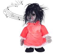 Trrymbbe Halloween Scary Doll 13.39x7.48inch Voice-activated Battery Powered Creepy Dolls Halloween Prop for Party Haunted House, Battery Not Included, Red Haunted Doll