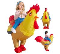 Trrymbbe Inflatable Costume Waterproof PVC Chicken Costume Ride On Chicken Funny Costumes with Air Fan, One Size Blow Up Suit for Kids Christmas Halloween Party, S Inflatable Adult