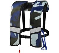 Trrymbbe Life Jackets Automatic Inflatable Nylon Adjustable Buckle Swim Vest with Reflective Strips & Whistle Water Sports Life Vest for Adults, Kids (No Gas Cylinder), Dark Blue Adult
