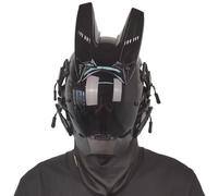 Trrymbbe Mask with Horn Futuristic Mask for Men PC Decorative Punk with Face Cyber for Cosplay Party Halloween Music Festival