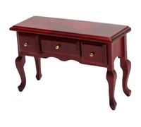 Trrymbbe Miniature Table, 1:12 Scale Realistic Wooden Dollhouse Desk with 3 Drawers, Retro Dollhouse Furniture for Living Room Bedroom Library Scene Decoration, Red