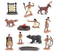 Trrymbbe Native American Figurines, Powhatan Indian Native American Decor Figurines Set, 12PCS Set for Kids Historical Education School Project Decoration Birthday