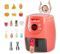 Trrymbbe Toy Air Fryer with 15PCS Accessories Cookies Maker Toy with Music & Lights Color Changing Foods Kitchen for Aged 3+ Kids Kitchen Set Style 2Toy Air Fryer