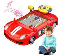 Trrymbbe Toy Steering Wheel with Music & Sound, Driving Simulator Baby Car Racing Toy Interactive Battery Powered Baby Steering Wheel for 3+ Years Old Boys Girls, Red