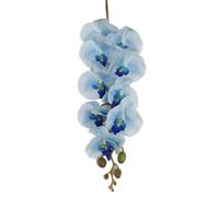 TRRYUIP Artificial Orchid 6pcs Real Touch Butterfly Orchid Flower Branch Silicon Artificial Moth Phalaenopsis 9 Heads(LIGHT BLUE)