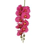 TRRYUIP Artificial Orchid 6pcs Real Touch Butterfly Orchid Flower Branch Silicon Artificial Moth Phalaenopsis 9 Heads(Rose Red)