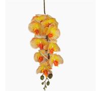 TRRYUIP Artificial Orchid 6pcs Real Touch Butterfly Orchid Flower Branch Silicon Artificial Moth Phalaenopsis 9 Heads(Yellow)
