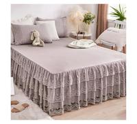 TRRYUIP Bed Covers 1pc Bed Skirt +2pcs Pillowcase King Queen Size Soft Sanding Fabric Princess Romance Bedspread(Color7,3pcs 150x200cm)