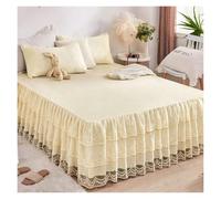 TRRYUIP Bed Covers 1pc Bed Skirt +2pcs Pillowcase King Queen Size Soft Sanding Fabric Princess Romance Bedspread(Color9,3pcs 150x200cm)